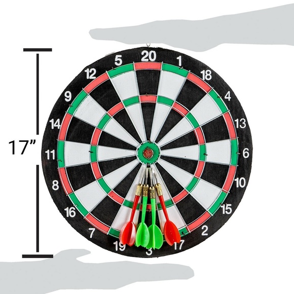 17" Dart Board Game 6 Arrows Family Fun - Picture 4 of 4